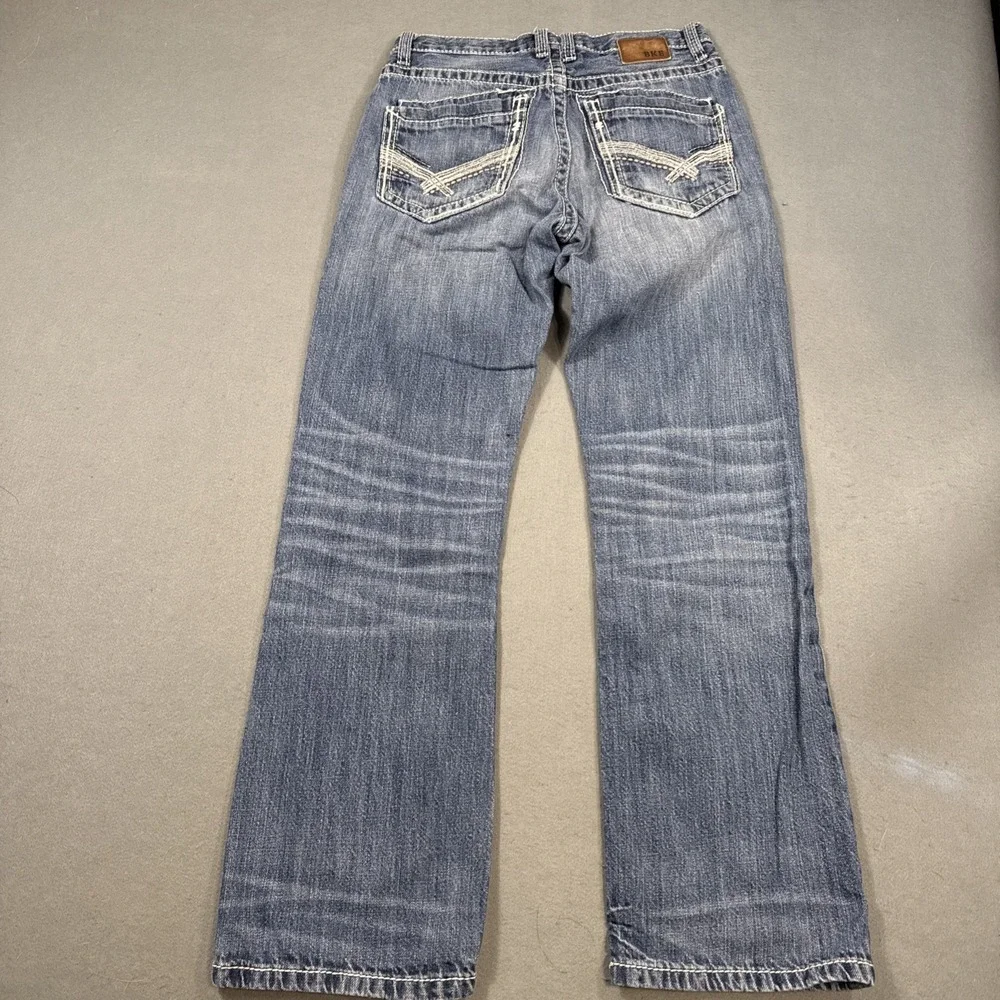 Buckle BKE Jeans Mens 30R Tyler Straight Thick Stitch Embroidery WHISKERING